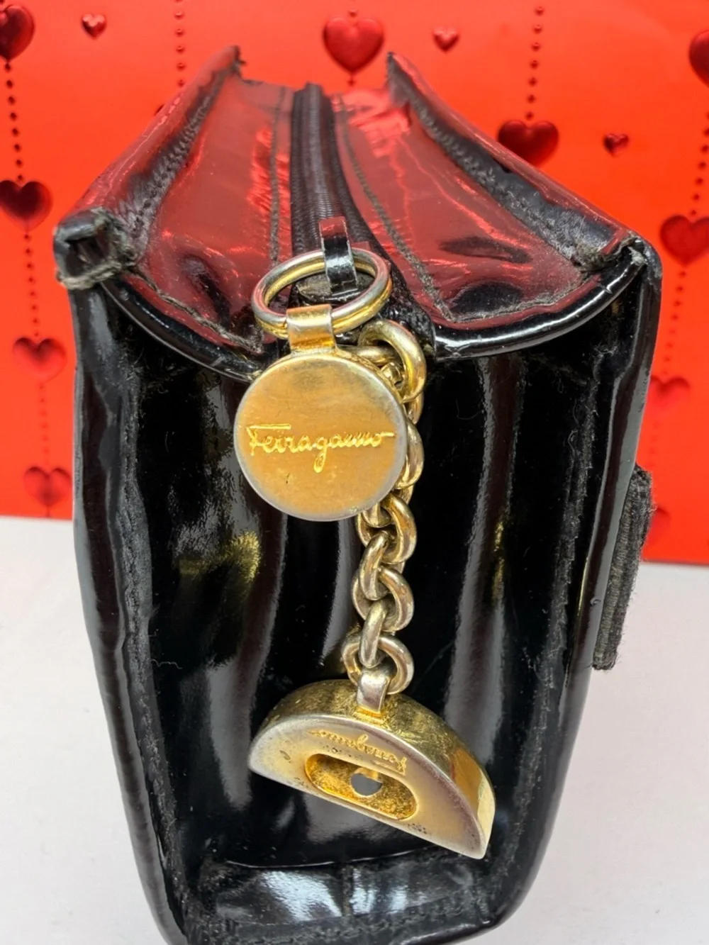 Salvatore Ferragamo Black Wallet with Gold Accents EUC